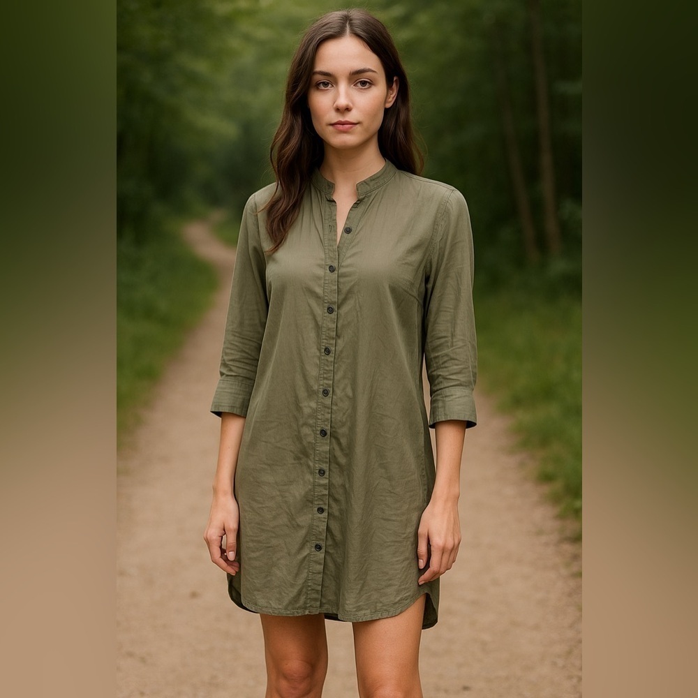 Esprit De Corp Army Green Utility Tunic Mini Dress Size 6 – Sheer Gorpcore Boho